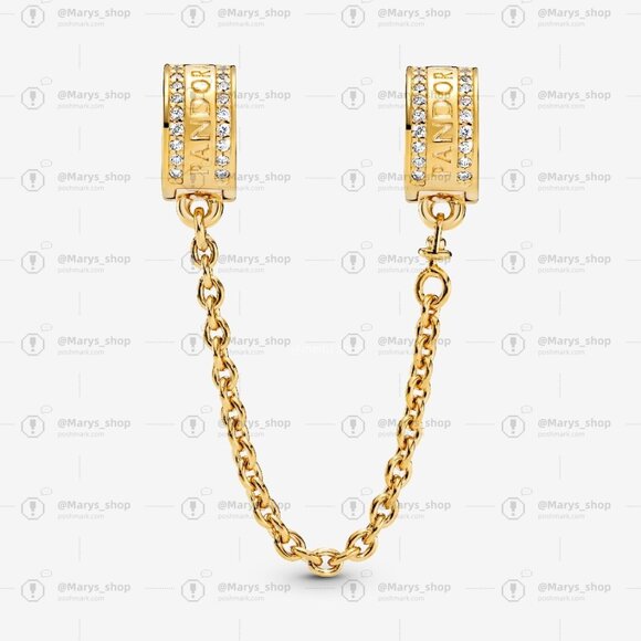 Pandora Pandora Logo Safety Chain Clip Charm - Picture 2 of 3